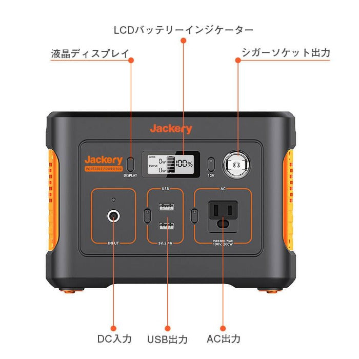 Max電流10A大容量ポータブル電源　400Wh