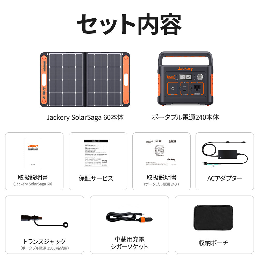 【新品未使用】Jackery ポータブル電源 240 ソーラーパネル68Wセット