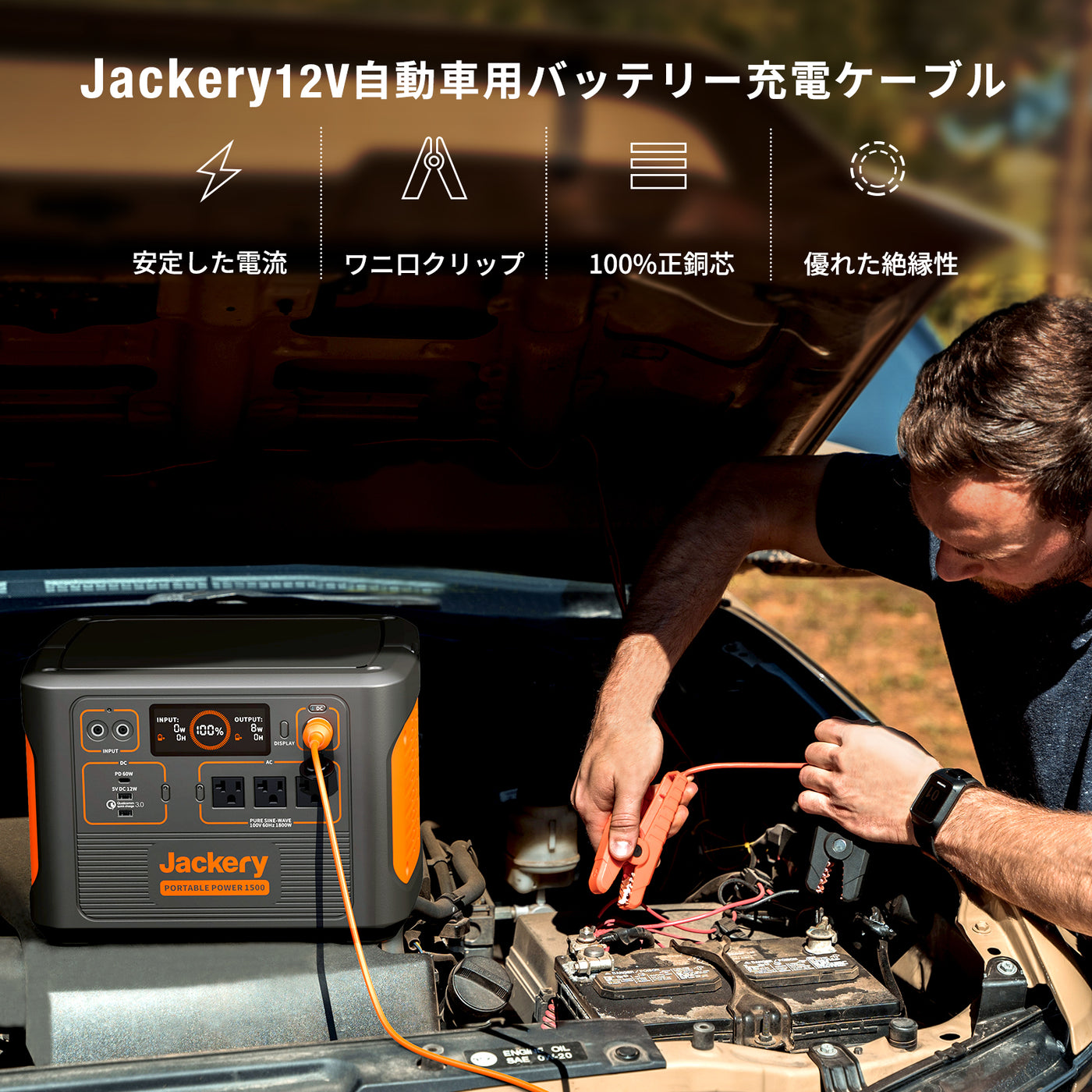 Jackeryポータブル電源708＋収納バッグ＋カーバッテリー充電ケーブル 